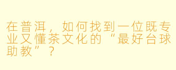 在普洱，如何找到一位既专业又懂茶文化的“最好台球助教”？