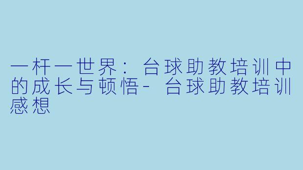 一杆一世界:台球助教培训中的成长与顿悟-台球助教培训感想
