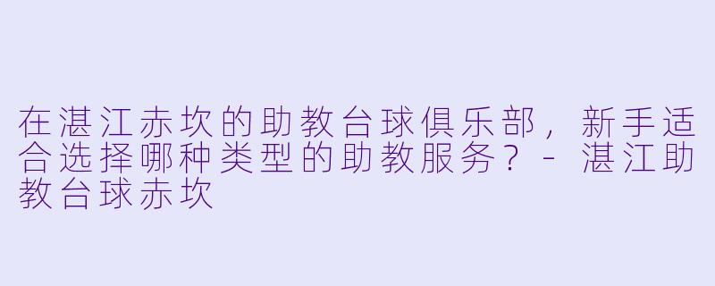 在湛江赤坎的助教台球俱乐部，新手适合选择哪种类型的助教服务？