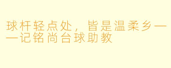 球杆轻点处,皆是温柔乡——记铭尚台球助教