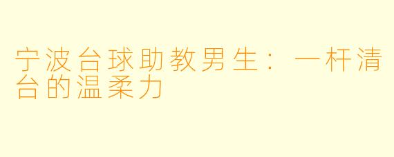 宁波台球助教男生：一杆清台的温柔力