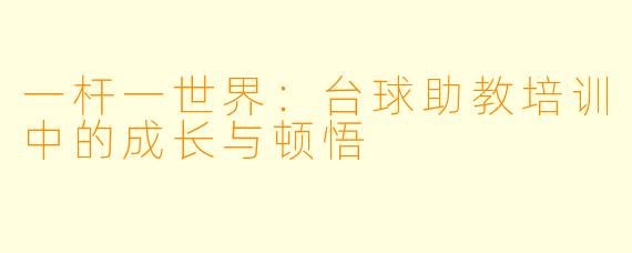 一杆一世界:台球助教培训中的成长与顿悟