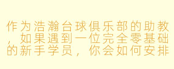 作为浩瀚台球俱乐部的助教,如果遇到一位完全零基础的新手学员,你会如何安排他的第一节课?