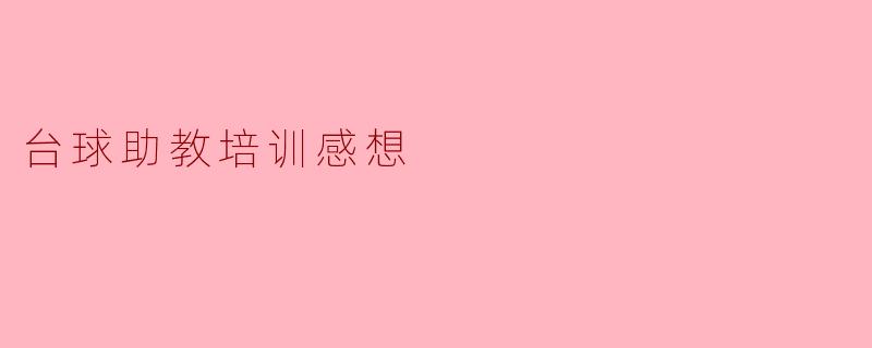 台球助教培训感想