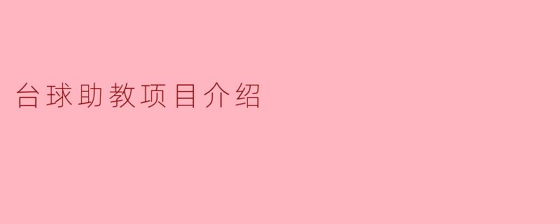 台球助教项目介绍