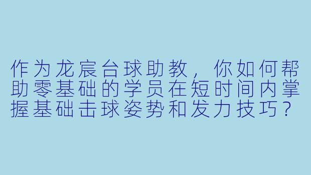 作为龙宸台球助教，你如何帮助零基础的学员在短时间内掌握基础击球姿势和发力技巧？