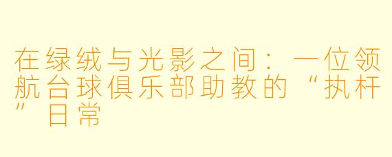 在绿绒与光影之间:一位领航台球俱乐部助教的“执杆”日常