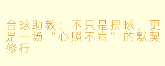 台球助教：不只是摆球，更是一场“心照不宣”的默契修行