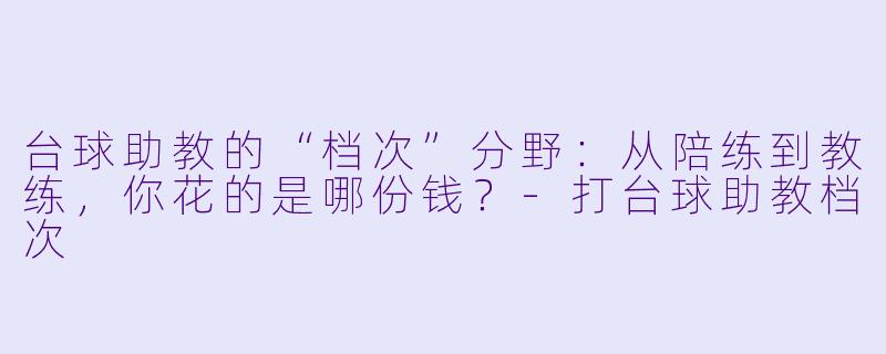 台球助教的“档次”分野：从陪练到教练，你花的是哪份钱？-打台球助教档次