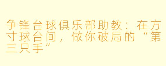争锋台球俱乐部助教：在方寸球台间，做你破局的“第三只手”