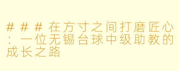 ###在方寸之间打磨匠心:一位无锡台球中级助教的成长之路