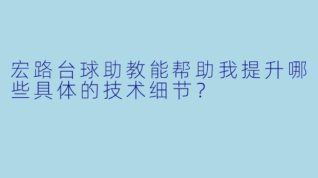 宏路台球助教能帮助我提升哪些具体的技术细节？
