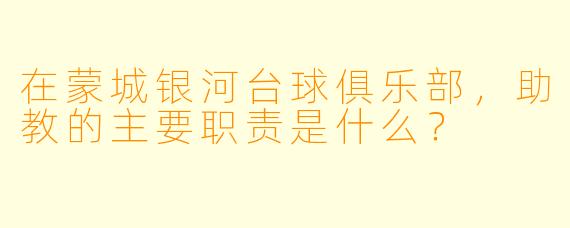 在蒙城银河台球俱乐部,助教的主要职责是什么?