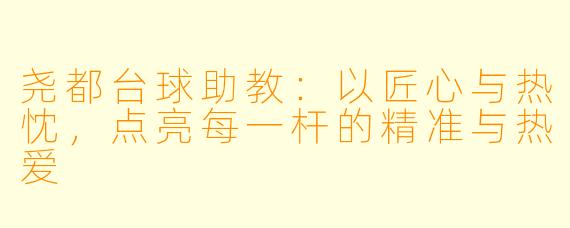 尧都台球助教:以匠心与热忱,点亮每一杆的精准与热爱