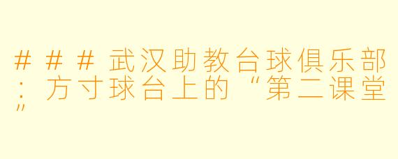 ###武汉助教台球俱乐部:方寸球台上的“第二课堂”