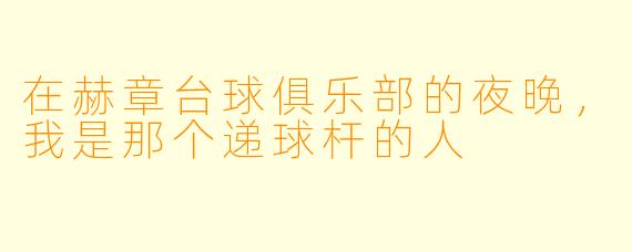 在赫章台球俱乐部的夜晚,我是那个递球杆的人