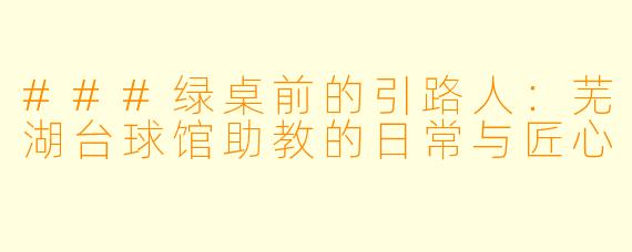 ###绿桌前的引路人：芜湖台球馆助教的日常与匠心
