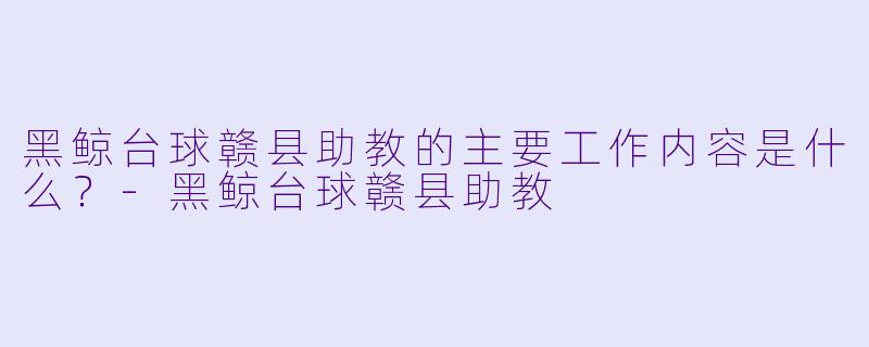 黑鲸台球赣县助教的主要工作内容是什么？