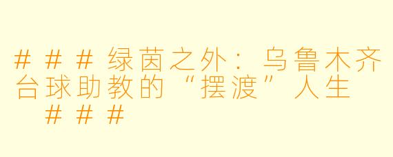 ###绿茵之外:乌鲁木齐台球助教的“摆渡”人生
###