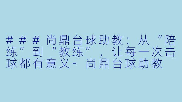 ###尚鼎台球助教：从“陪练”到“教练”，让每一次击球都有意义-尚鼎台球助教