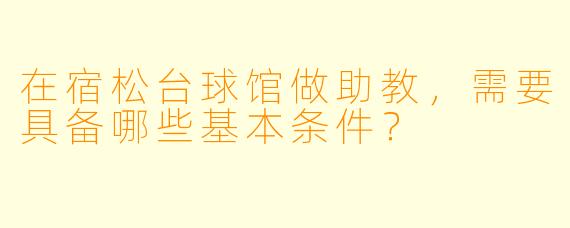 在宿松台球馆做助教，需要具备哪些基本条件？