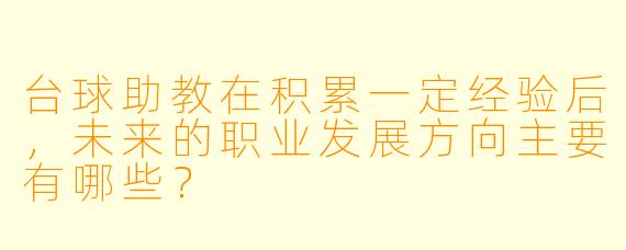 台球助教在积累一定经验后,未来的职业发展方向主要有哪些?