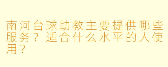 南河台球助教主要提供哪些服务？适合什么水平的人使用？