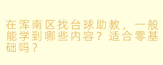 在浑南区找台球助教,一般能学到哪些内容?适合零基础吗?