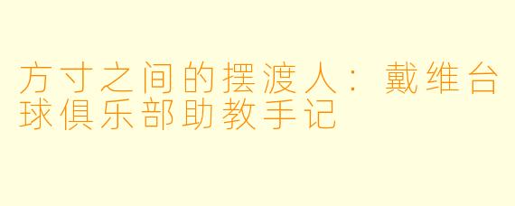 方寸之间的摆渡人:戴维台球俱乐部助教手记