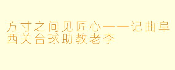 方寸之间见匠心——记曲阜西关台球助教老李
