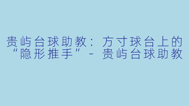 贵屿台球助教：方寸球台上的“隐形推手”-贵屿台球助教