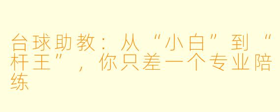 台球助教:从“小白”到“杆王”,你只差一个专业陪练