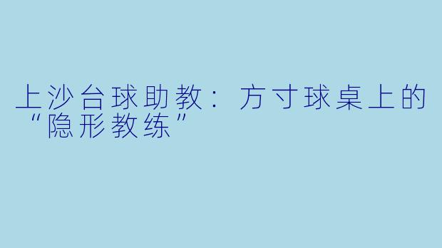 上沙台球助教:方寸球桌上的“隐形教练”