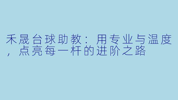 禾晟台球助教:用专业与温度,点亮每一杆的进阶之路