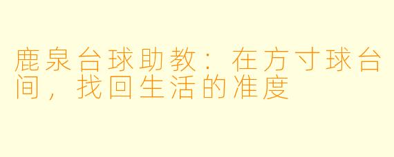鹿泉台球助教:在方寸球台间,找回生活的准度