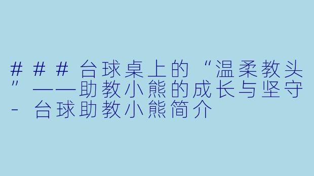 ###台球桌上的“温柔教头”——助教小熊的成长与坚守-台球助教小熊简介