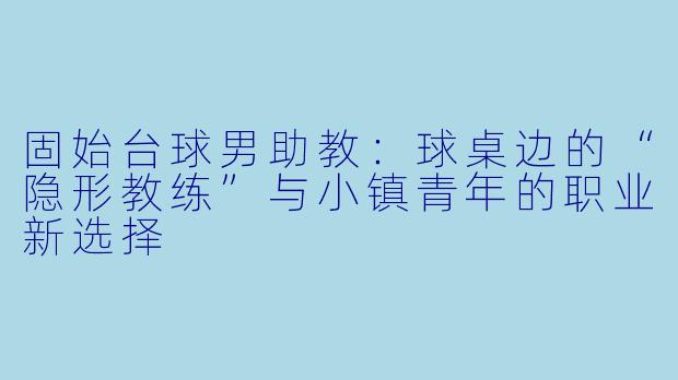 固始台球男助教:球桌边的“隐形教练”与小镇青年的职业新选择
