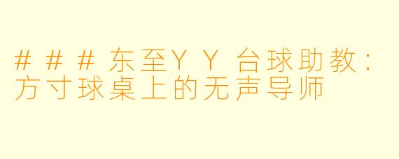 ###东至YY台球助教:方寸球桌上的无声导师