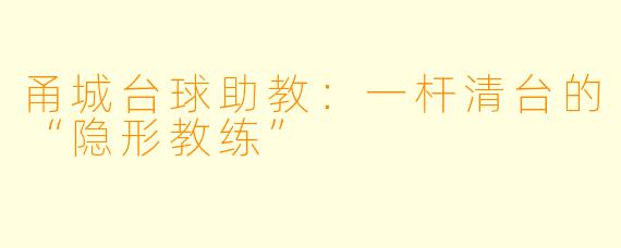 甬城台球助教：一杆清台的“隐形教练”