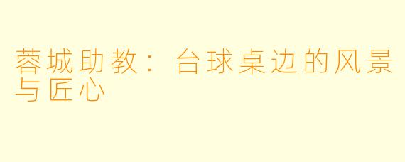蓉城助教：台球桌边的风景与匠心