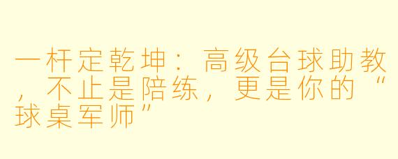 一杆定乾坤:高级台球助教,不止是陪练,更是你的“球桌军师”