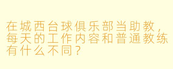 在城西台球俱乐部当助教，每天的工作内容和普通教练有什么不同？