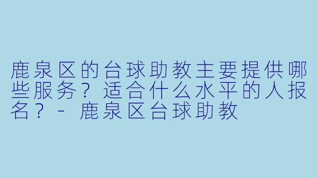 鹿泉区的台球助教主要提供哪些服务?适合什么水平的人报名?-鹿泉区台球助教