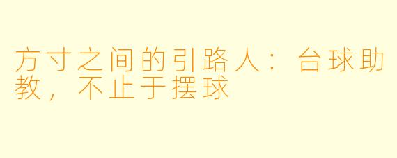 方寸之间的引路人：台球助教，不止于摆球