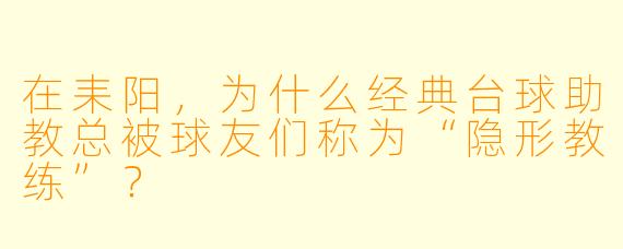 在耒阳,为什么经典台球助教总被球友们称为“隐形教练”?