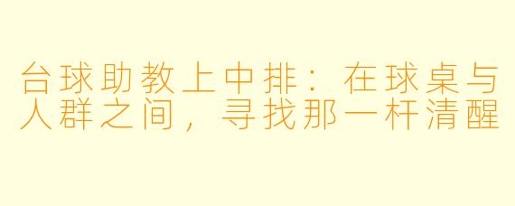 台球助教上中排：在球桌与人群之间，寻找那一杆清醒