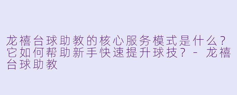 龙禧台球助教的核心服务模式是什么?它如何帮助新手快速提升球技?-龙禧台球助教