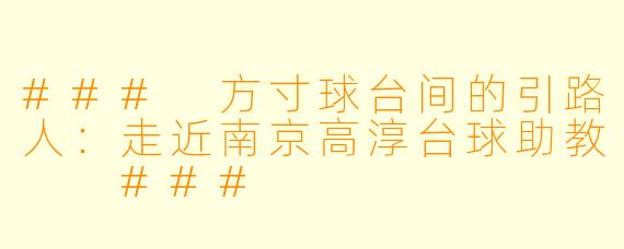 ###
方寸球台间的引路人：走近南京高淳台球助教

###