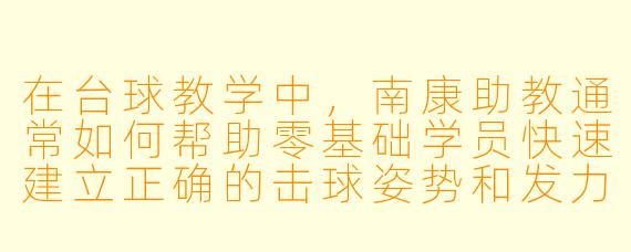 在台球教学中，南康助教通常如何帮助零基础学员快速建立正确的击球姿势和发力习惯？
