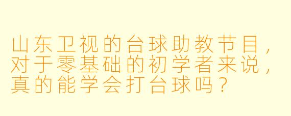 山东卫视的台球助教节目，对于零基础的初学者来说，真的能学会打台球吗？